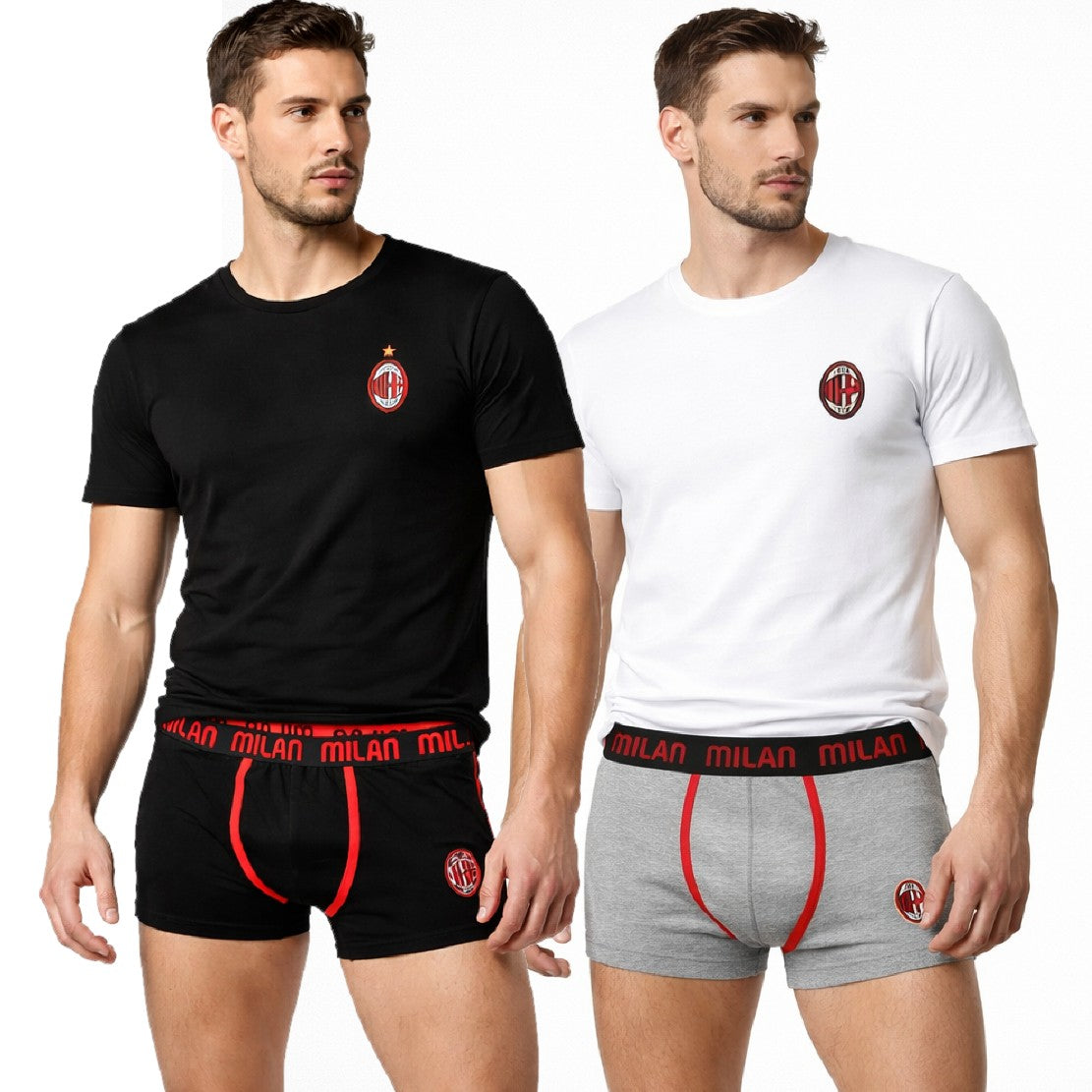 Set Intimo Milan Corto Cotone & Elastan – Maglia + Boxer Ufficiale AC MILAN  – PS 10307