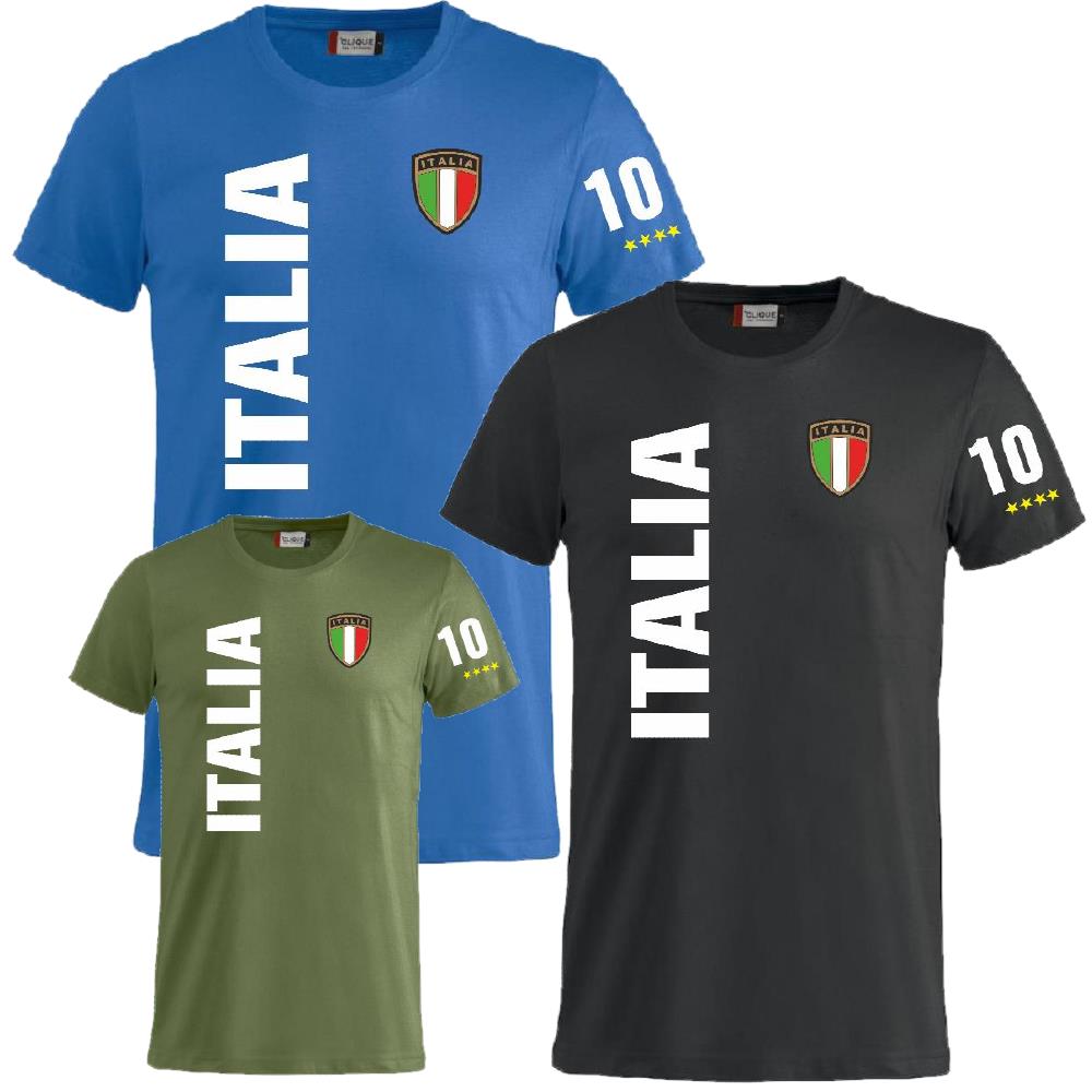 T-Shirt Italia In Cotone Personalizzabile con Nome e Numero PS 27431-A126