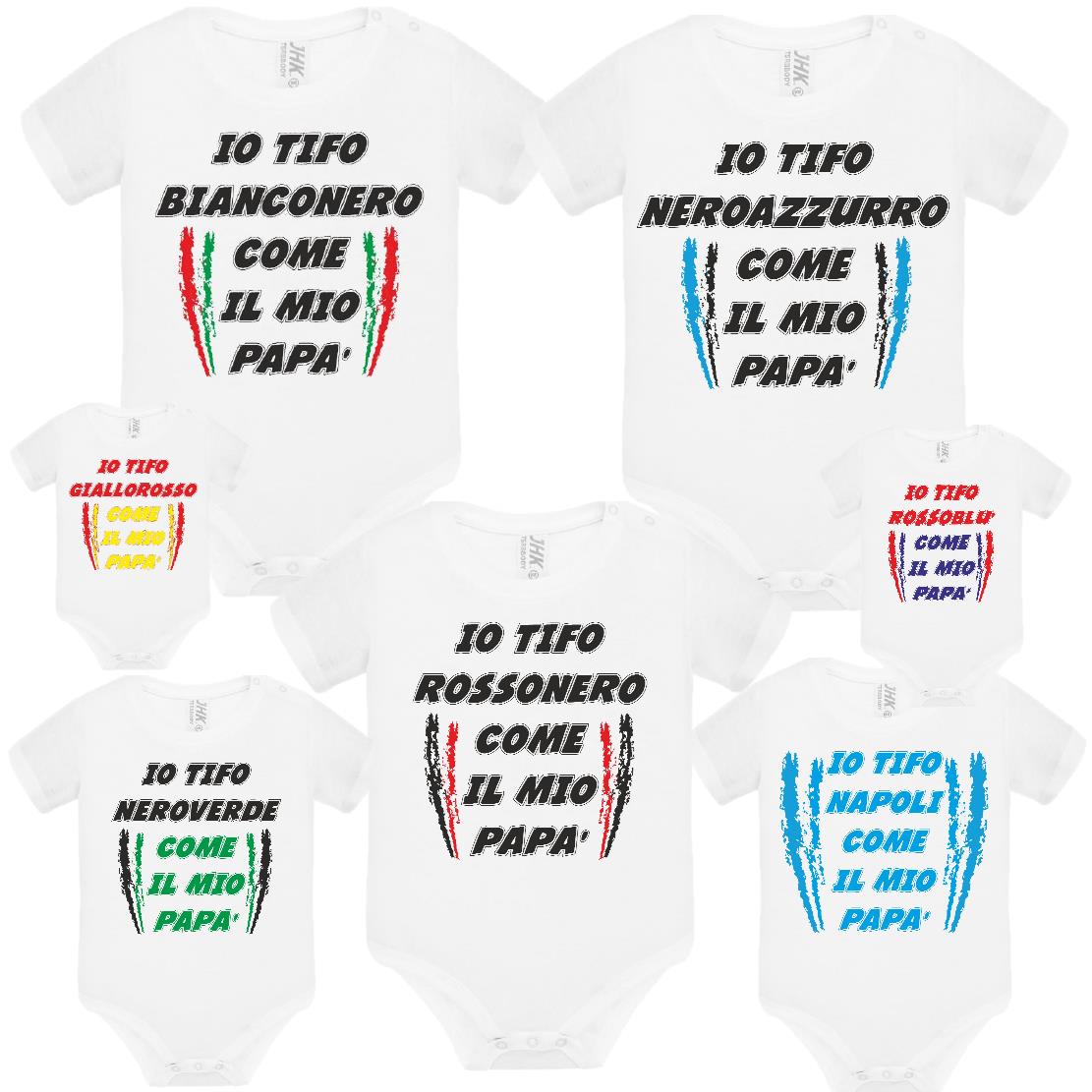 Body Neonato Tifosi Calcio Personalizzabile Roma Napoli Torino o La Tua Squadra Del Cuore 100% Cotone PS 28180-0041 PRS