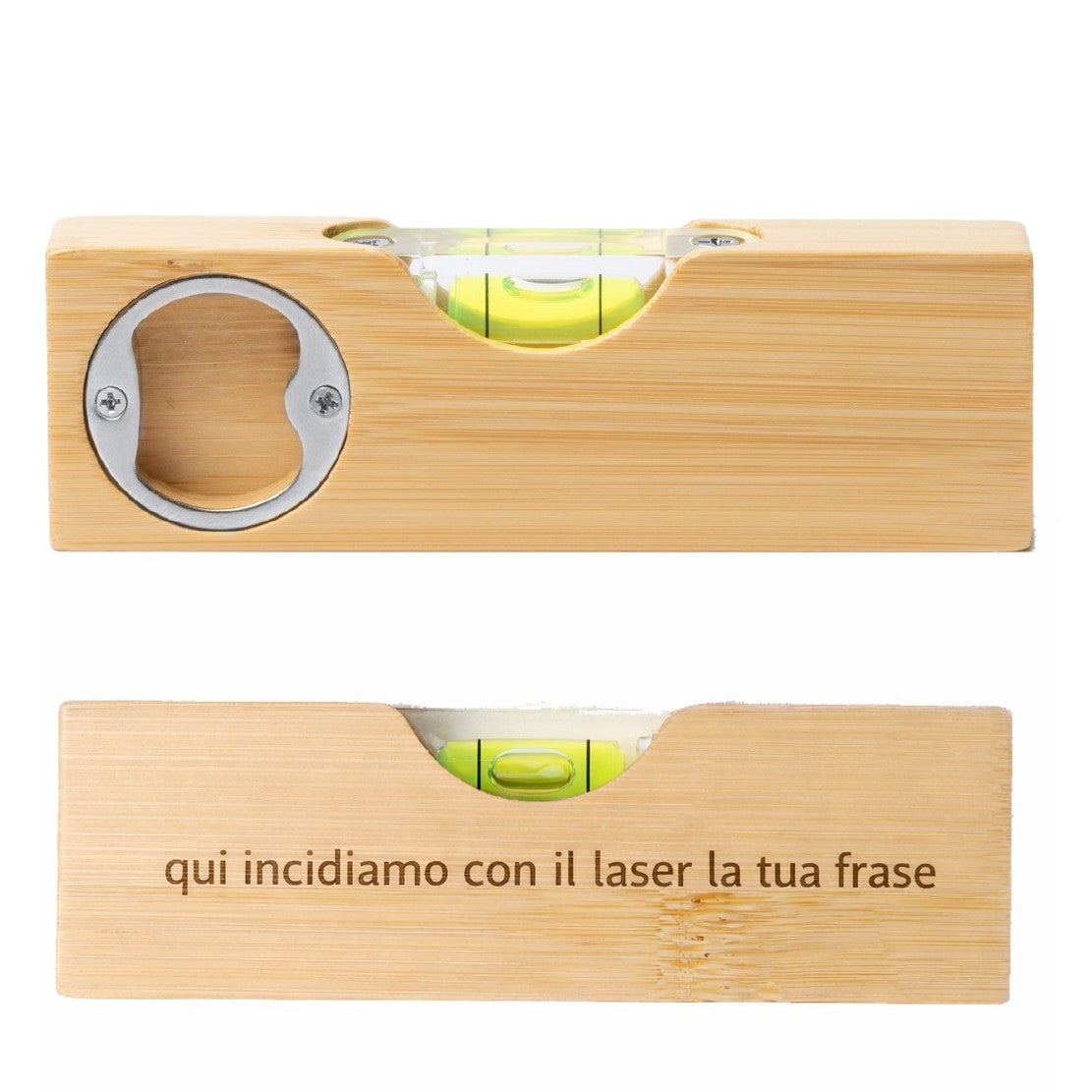 Livella Apribottiglie Cirok in Bambù Personalizzabile con Laser – PS 40230