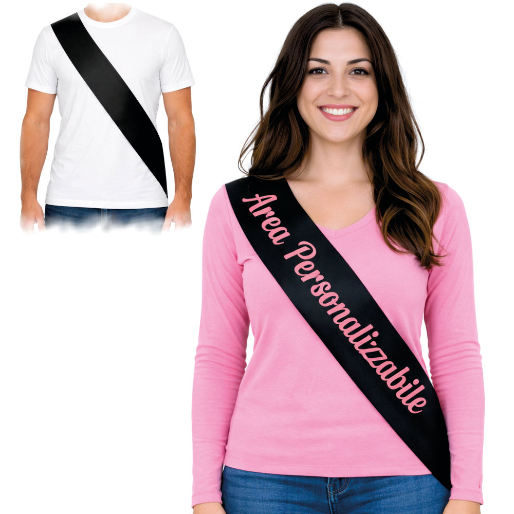 Fascia Nera Personalizzabile con Stampa – Addio Nubilato, Sindaco, Miss, Festa PS 11447