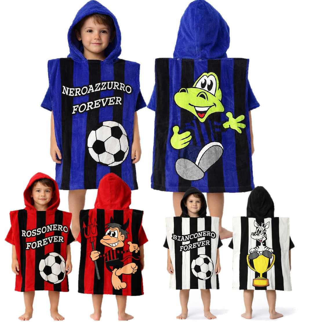 Poncho con Cappuccio / Accappatoio Bambini – Calcio Taglia Unica 60 × 60 cm –  PS 00063