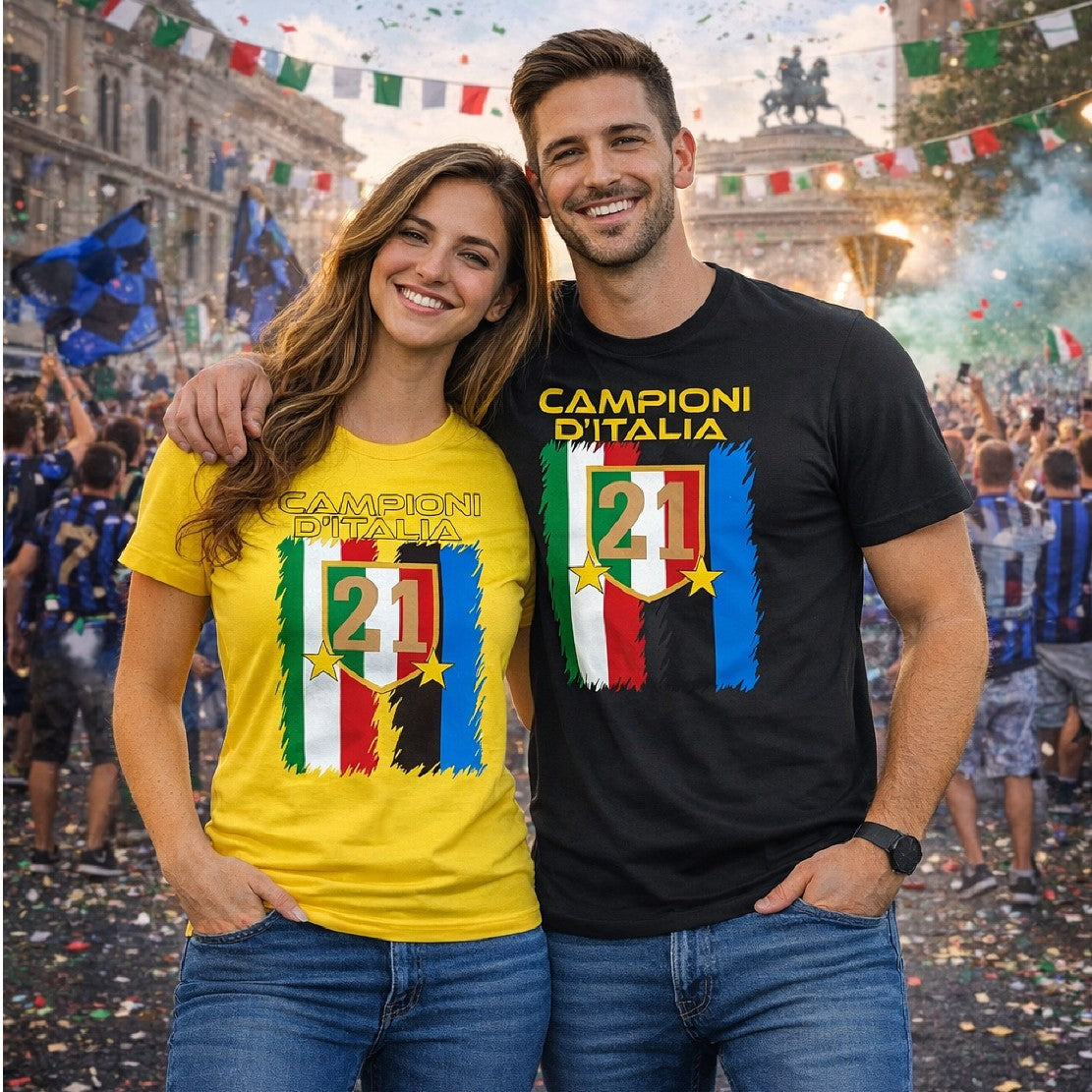 T-Shirt Calcio Inter Campioni d’Italia 2025/26 – 21 Scudetti 2 Stelle – PS 27431-INT-06