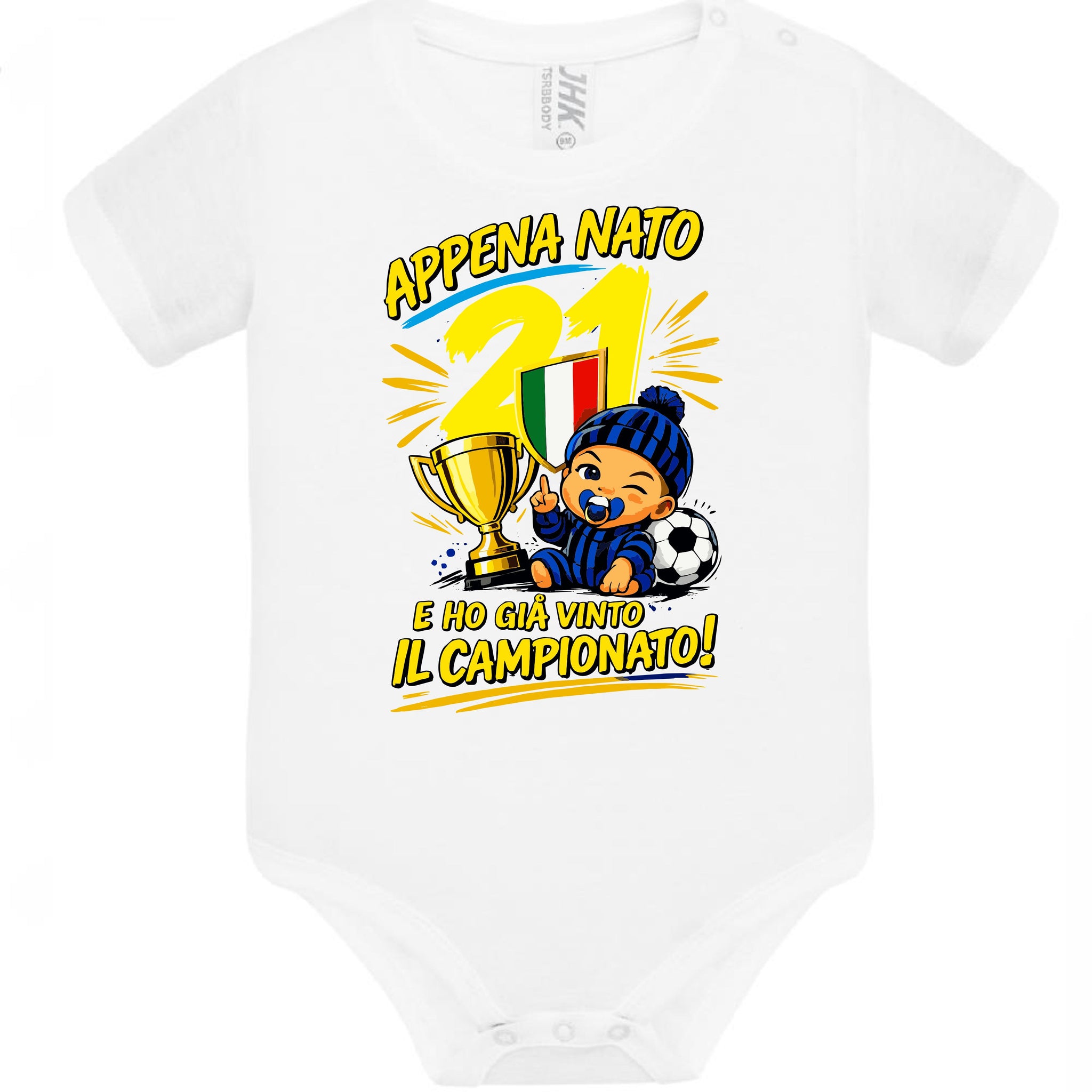 Body Scudetto Calcio InterNazionale Appena Nato e' Ho Gia Vinto Il Campionato NeroAzzurri Campioni D'Italia 2025/2026 21 Scudetti PS 28180-INT-10
