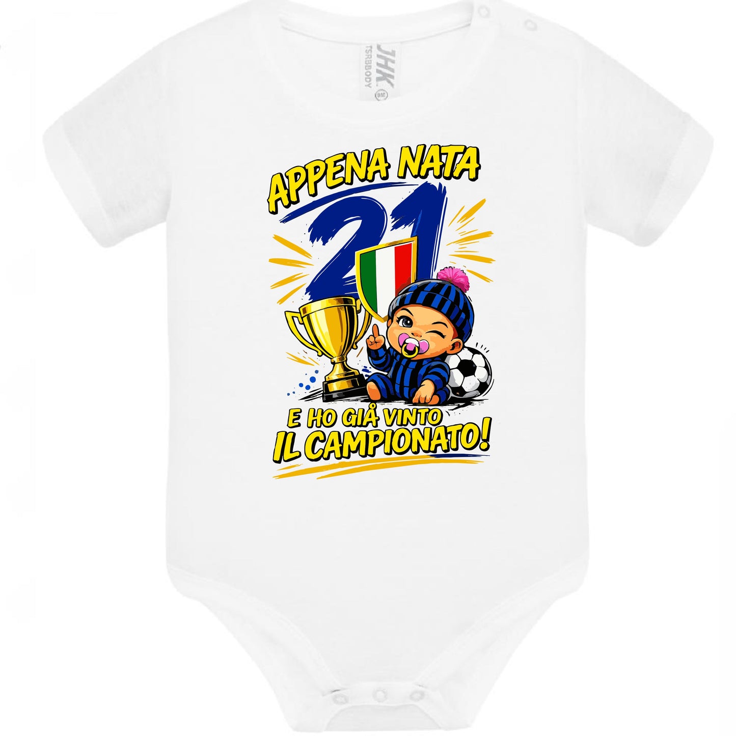 Body Scudetto Calcio Appena Nata e' Ho Gia Vinto Il Campionato NeroAzzurri Campioni D'Italia 2025/2026 21 Scudetti PS 28180-INT-11