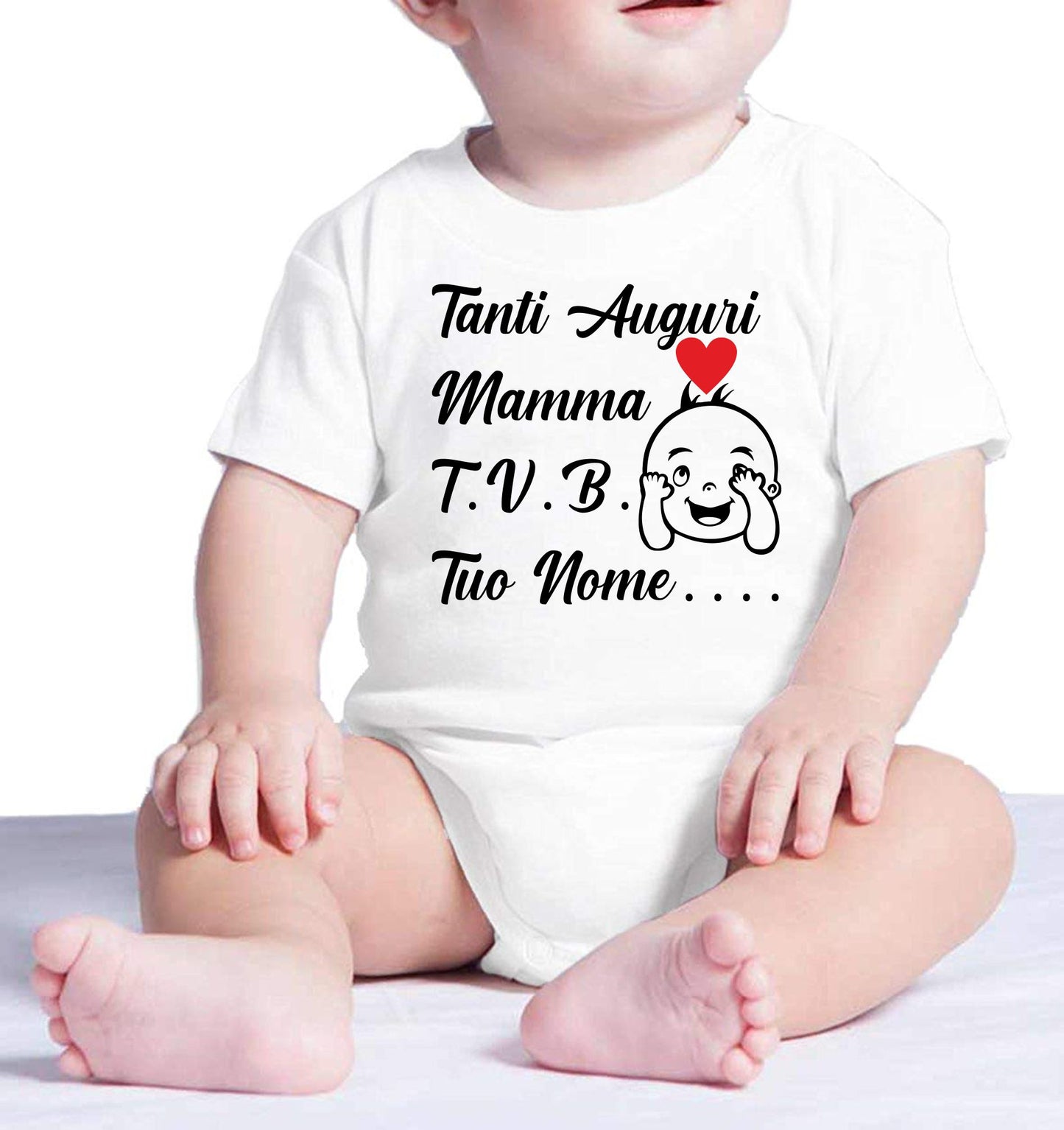 Body Neonato Tanti Auguri Papà Mamma Nonna Zia o Nome 100% Cotone PS 28180-0013