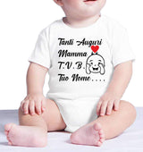 Body Neonato Tanti Auguri Papà Mamma Nonna Zia o Nome 100% Cotone PS 28180-0013