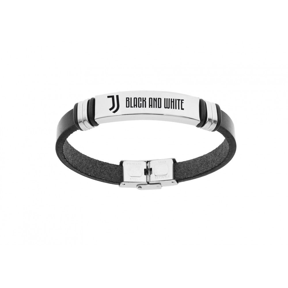 Bracciale ufficiale Juventus da uomo in pelle e acciaio B-JB009ULN – Cod. 38037