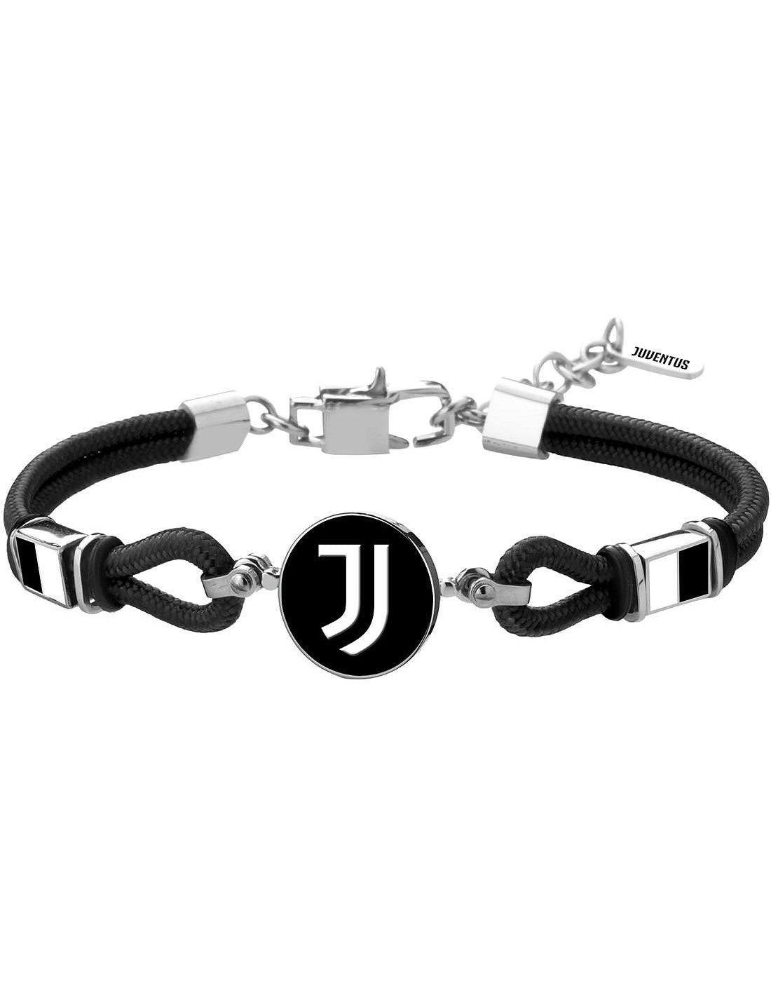 Bracciale ufficiale Juventus FC da uomo B-JB003UCN con cordino e inserto in acciaio – Cod. 38036
