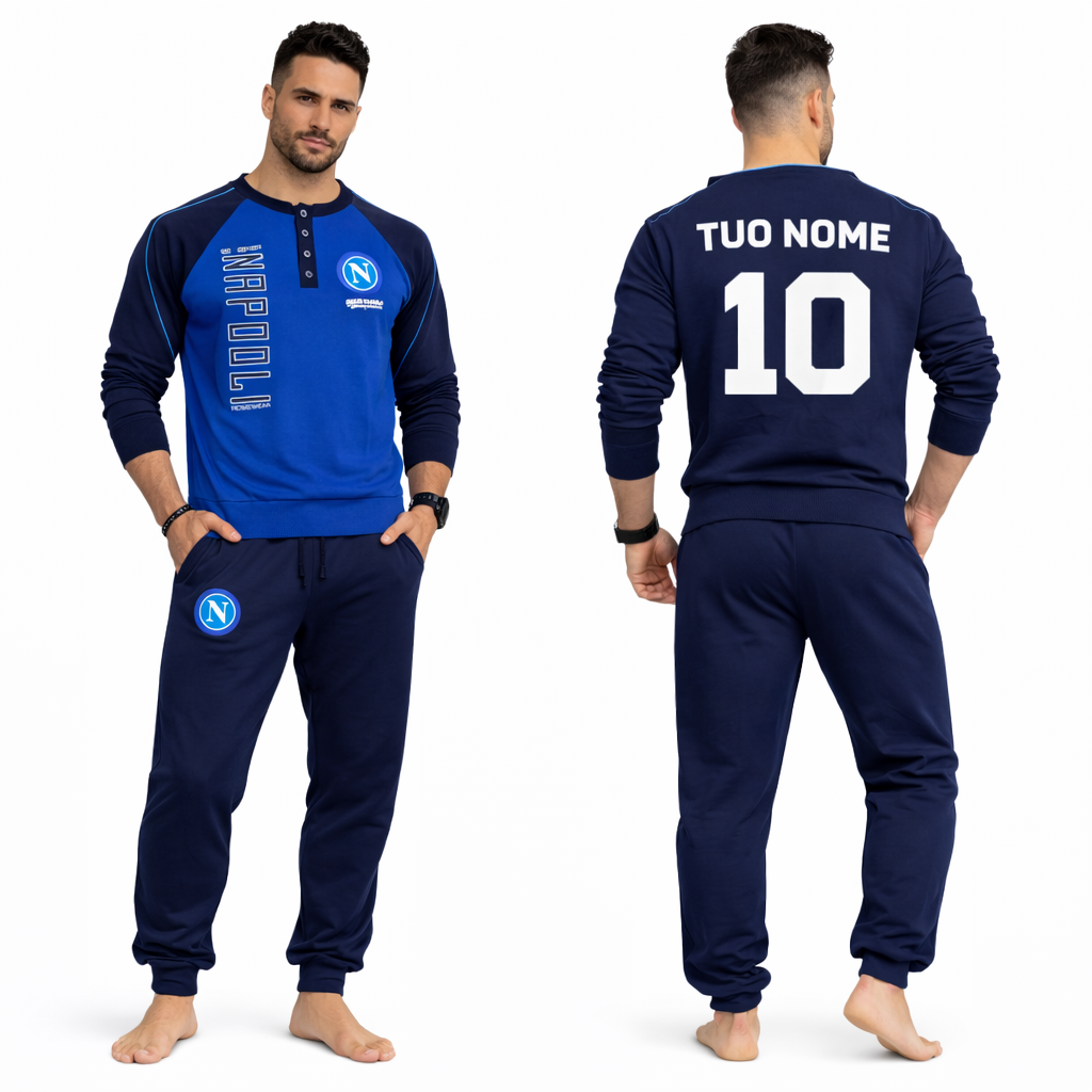Pigiama SSC Napoli Ufficiale Caldo Cotone Interlock Ragazzo / Uomo – PS 41416