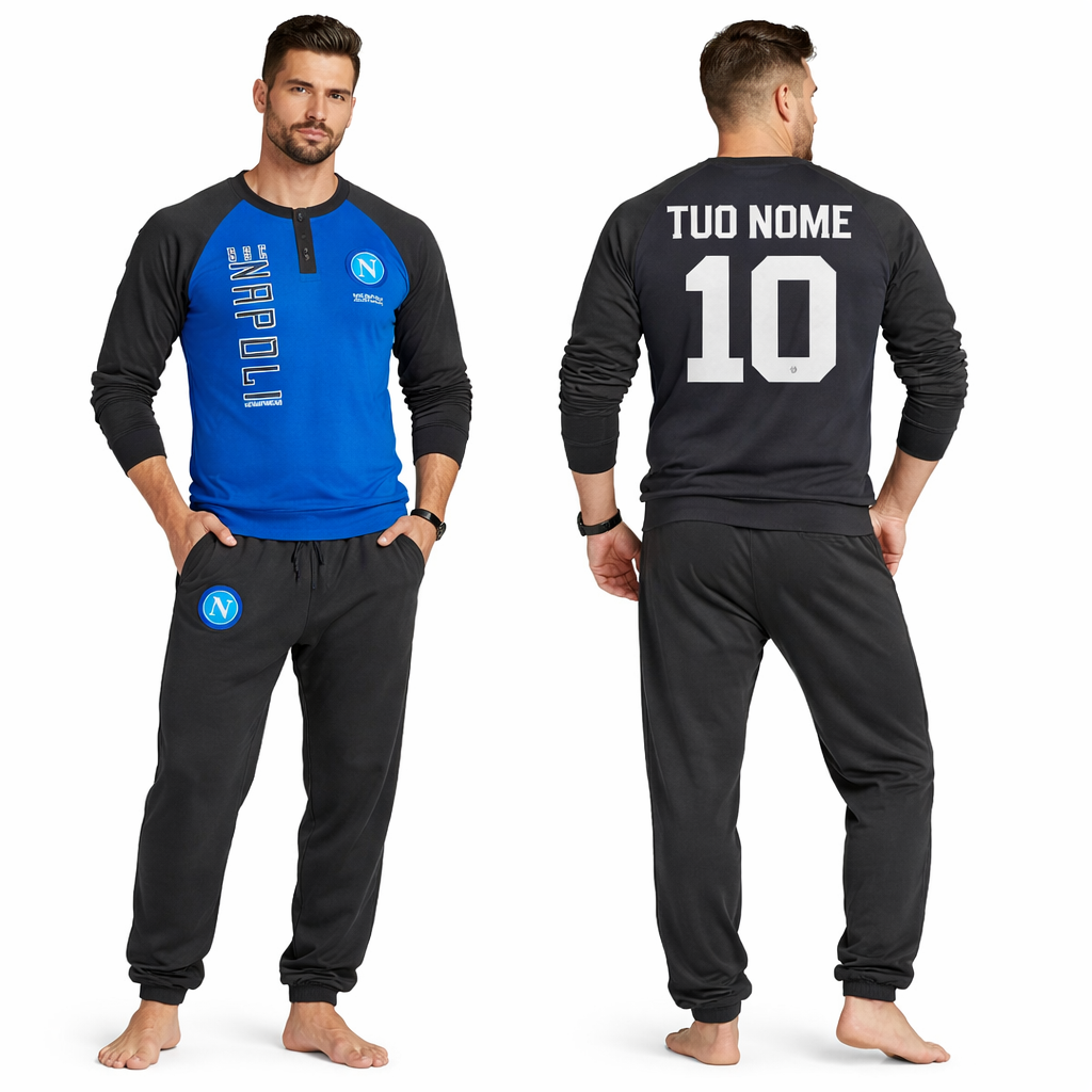 Pigiama SSC Napoli Ufficiale Caldo Cotone Interlock Ragazzo / Uomo – PS 41416