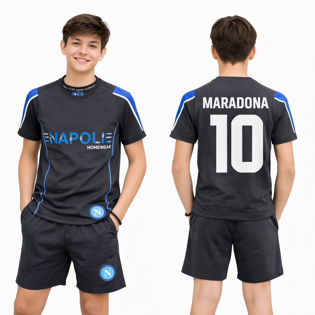 Pigiama Corto SSC Napoli Ufficiale 100% Cotone – Bambino – Personalizzabile con Nome PS 39700
