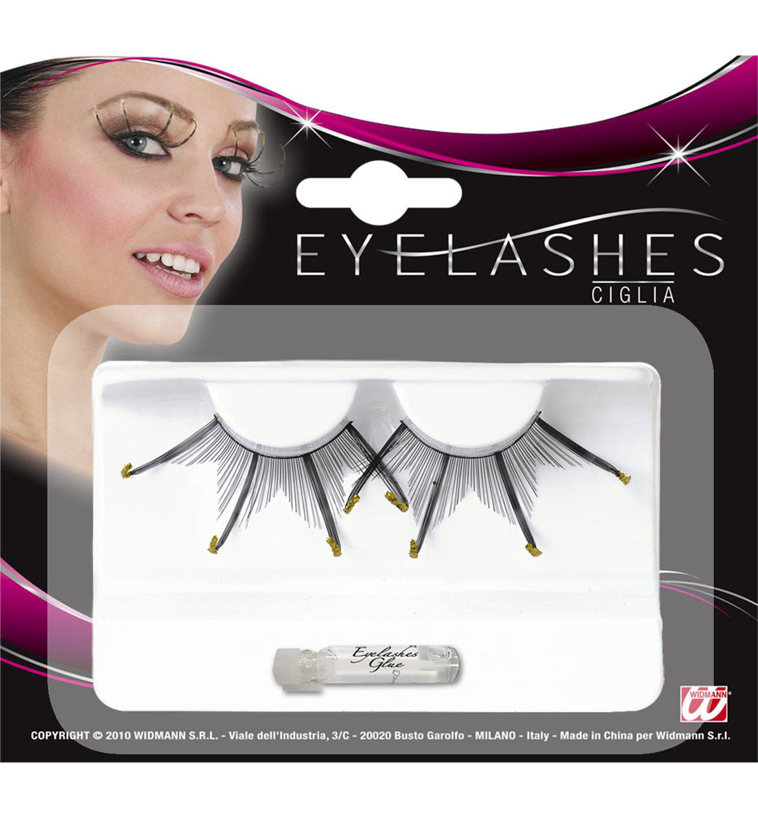 Ciglia Finte Nere e Oro Lunghe Carnevale – PS 05722