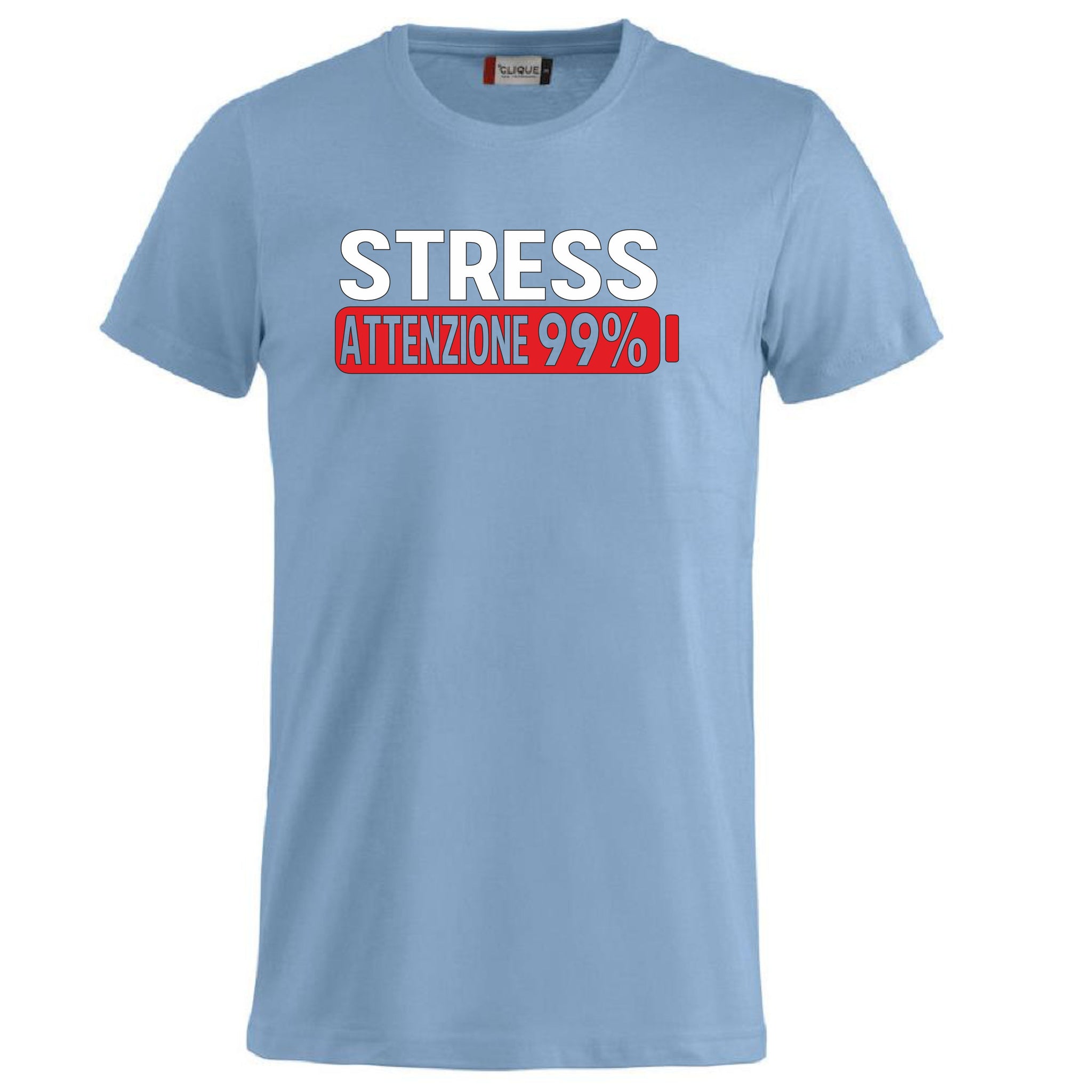 T-Shirt Uomo “Stress Attenzione 99%” – Maglietta Simpatica e Divertente PS 27431-A002