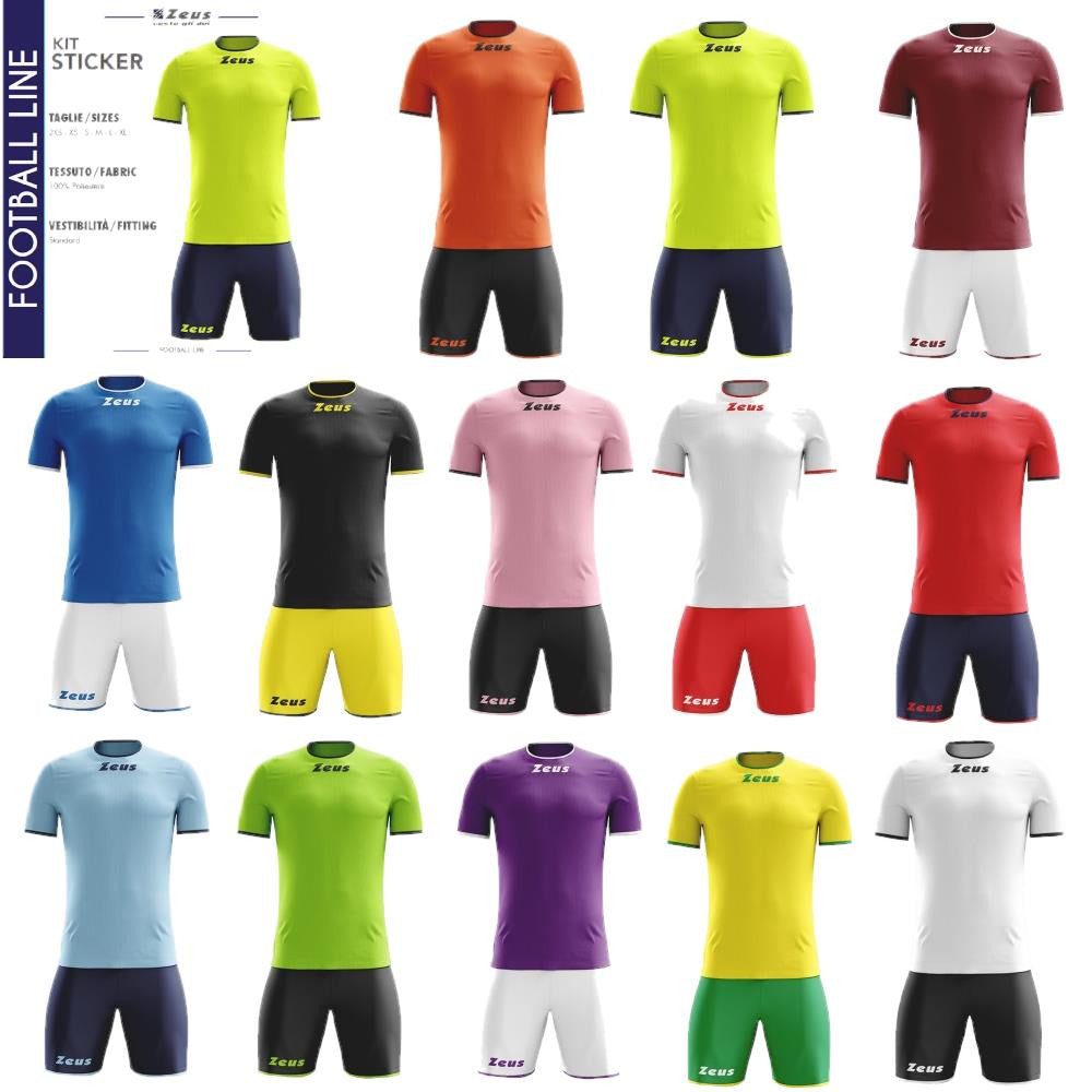 Completo Calcio Zeus Kit Sticker – Maglia e Pantaloncino – Personalizzabile con Nome e Numero PS 12800