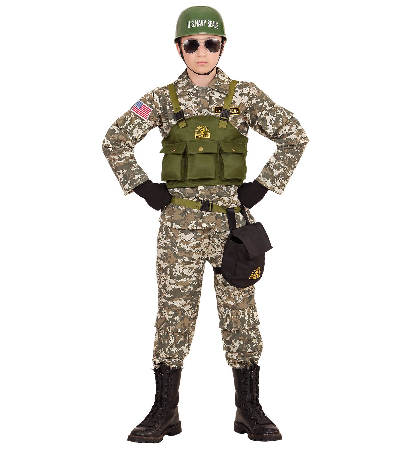 Costume di Carnevale Bambino Mimetico Navy Seals – Travestimento Militare PS 26325