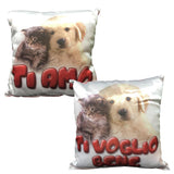 Mini Cuscino “Ti Amo / Ti Voglio Bene” (Cane e Gatto) con Ventosino 13 cm Made in Italy PS 21344