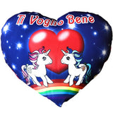 Cuscino Unicorni a Cuore “Ti Amo/Ti Voglio Bene/I Love You” – Idea Regalo San Valentino – 35 cm – PS 05193