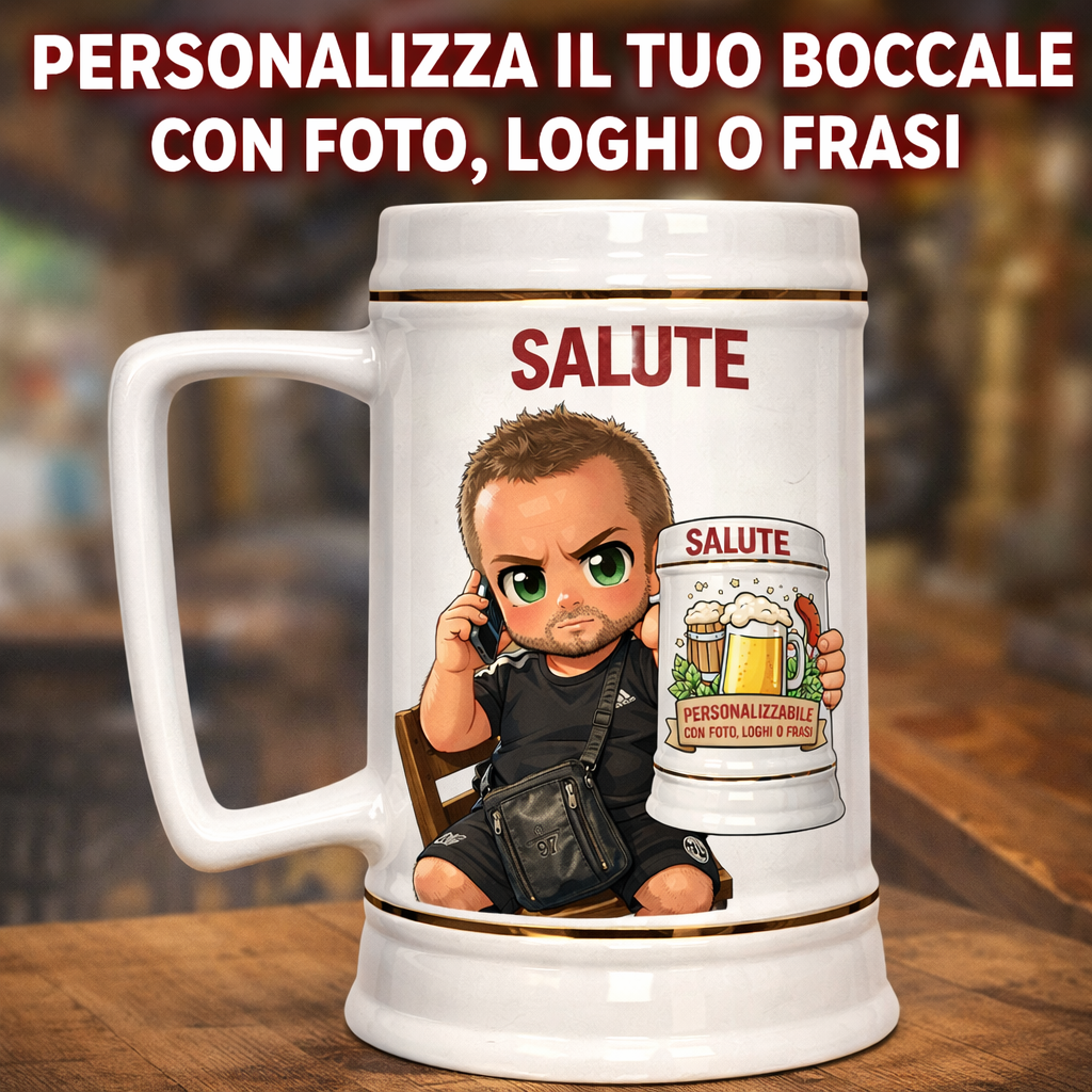 Boccale Birra in Ceramica 700 ml Personalizzabile con Foto o Frasi – PS 13518