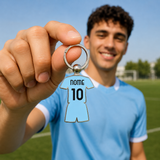 Portachiavi in Metallo Divisa Sportiva Personalizzabile con Nome e Numero | Portachiavi Maglia Calcio PS 05237
