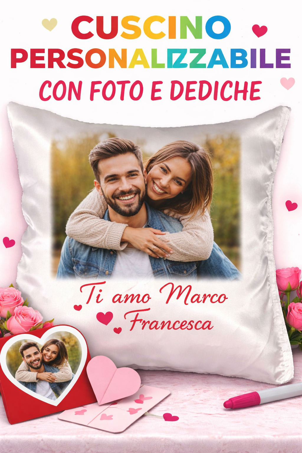 Cuscino Personalizzabile Bianco 30×30 cm – Cod. PS 12911 PRS