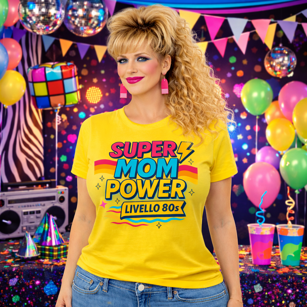 T-Shirt Donna Super Mom Power Anni 80– Idea Regalo Festa della Mamma – PS 28870-027