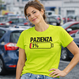 T-Shirt Donna “Pazienza 1%” – Maglietta Simpatica Manica Corta – PS 28870-A001