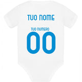 Body Neonato Italia Personalizzabile Con Nome e Numero 100% Cotone Forza Azzurri PS 28180-0017