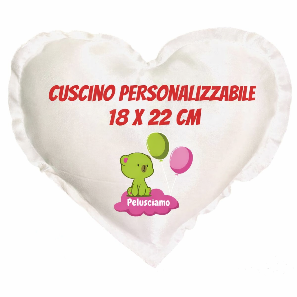 Cuscino Cuore Personalizzabile Foto o Frasi – 18 X 22 cm – Cod.12935 PRS