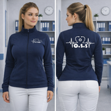 Felpa Infermiera Dottoressa Oss Stetoscopio Cuore | Felpa Da Donna No Cappuccio Full Zip | Personalizzabile Con Nome Qualifica e Reparto | Scegli la Grafica PS 32401-A001