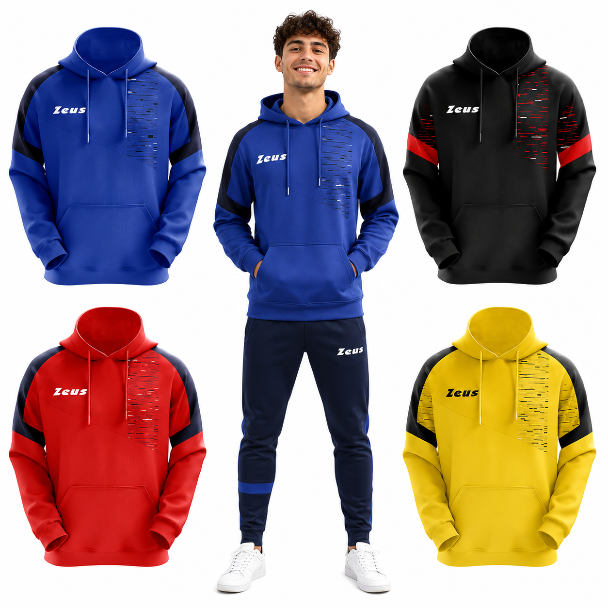 Felpa Zeus Glitch con Cappuccio Personalizzabile – Con Loghi o Scritte – Cod. 31597-BS