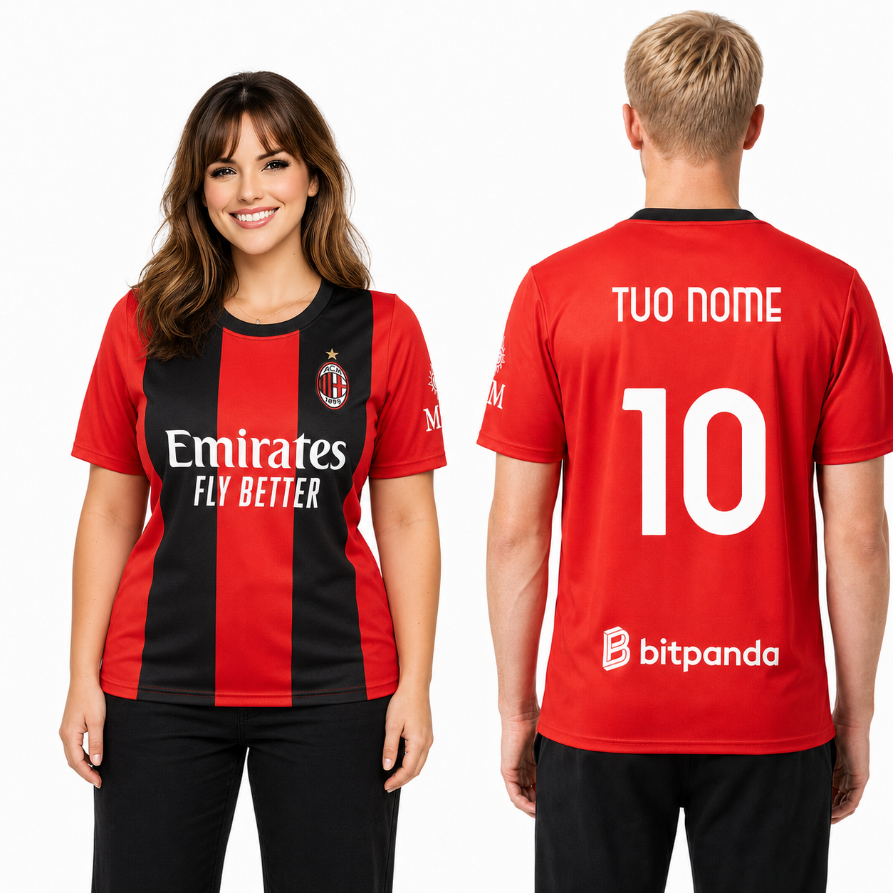 Maglia Calcio Milan Rosso Nera Campionato 26/27 – Replica Ufficiale ACMILAN – Personalizzabile con Nome e Numero | Mod. PS 40482-26/27