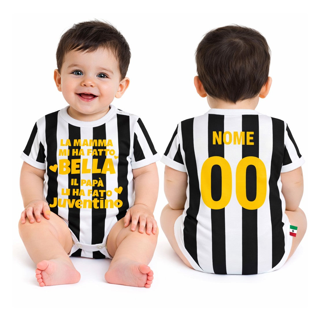 Body Neonato “Mamma Mi Ha Fatto Bello/Bella – Papà Mi Ha Fatto Juventino” – PS 32764-010