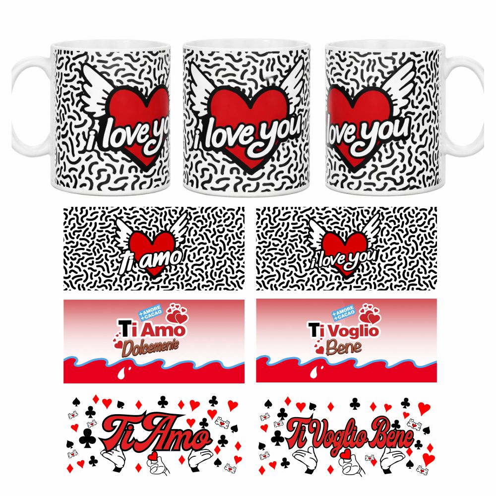 Tazza Regalo “Ti Amo / I Love You / T.V.T.B.” – Cuore Alato – San Valentino – PS 09370-2009