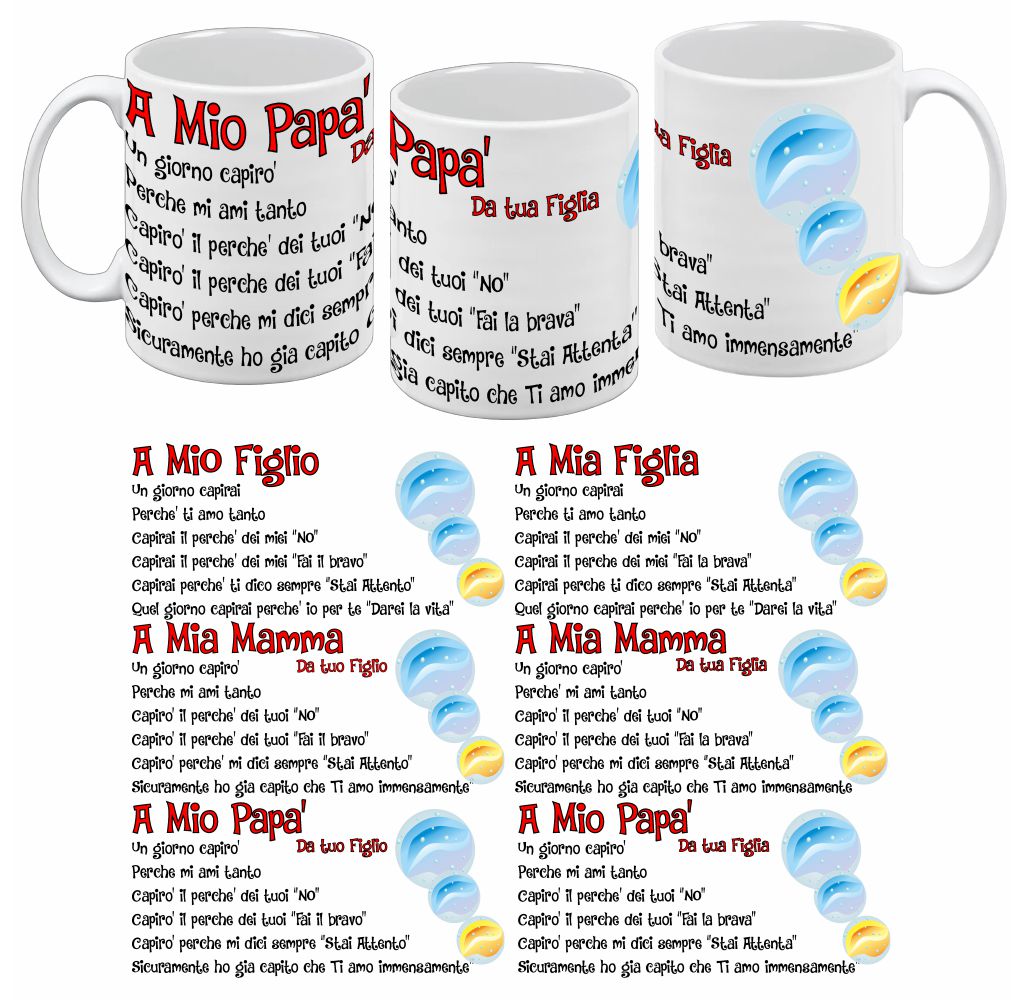 Tazza in Ceramica “A mia mamma/A mio papà/A mio figlio/A mia figlia” – Tazza Personalizzata PS 09370-3045