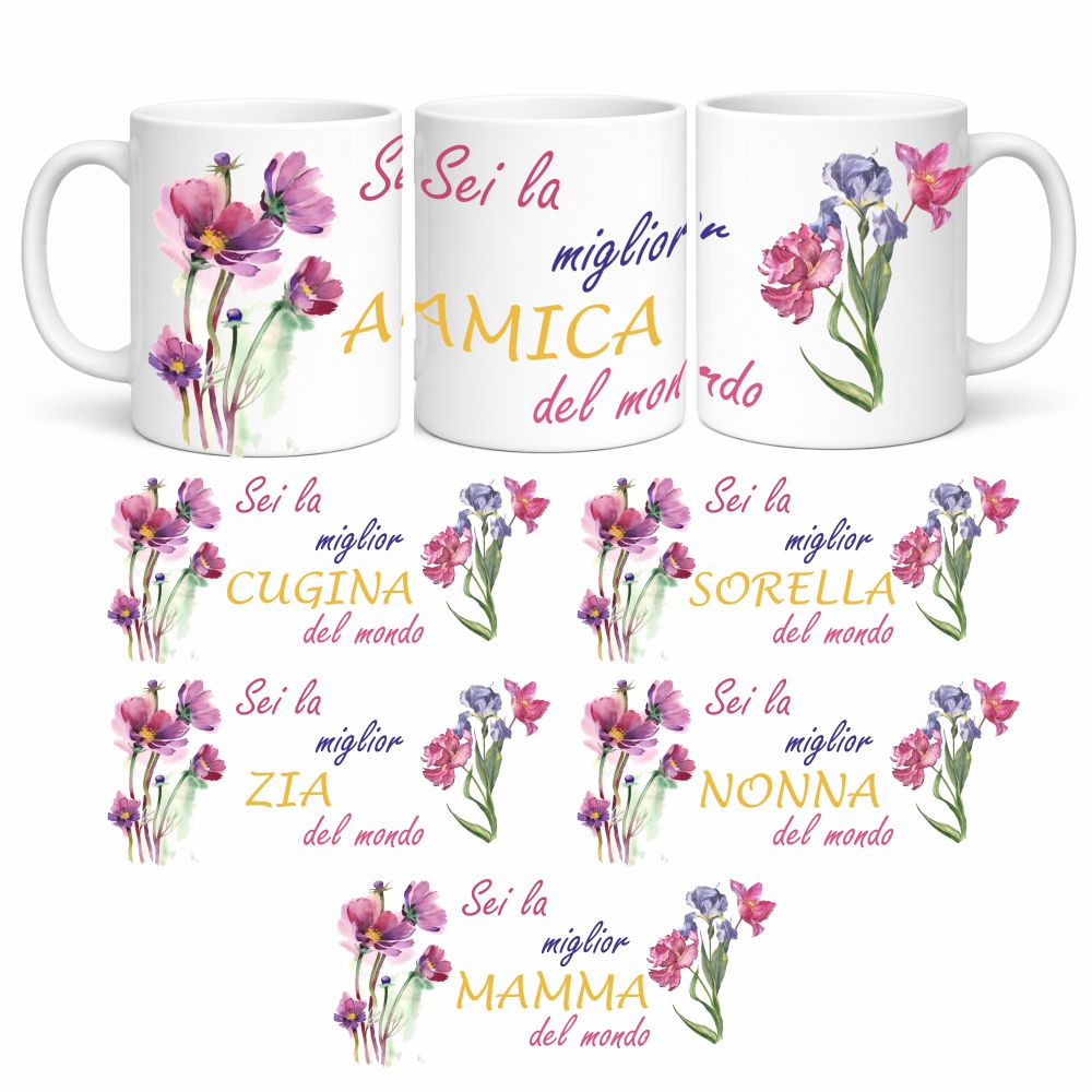 Tazza in Ceramica Personalizzabile “Miglior Mamma / Amica / Zia / ...” – Tazza Personalizzata PS 09370-3044