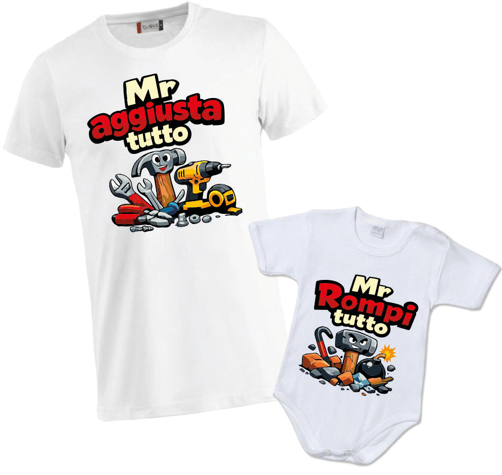 Tshirt e Body/Magliettina "Mister Aggiusta tutto.."  – Festa del papà – PS 27431-A142 / 28181-142