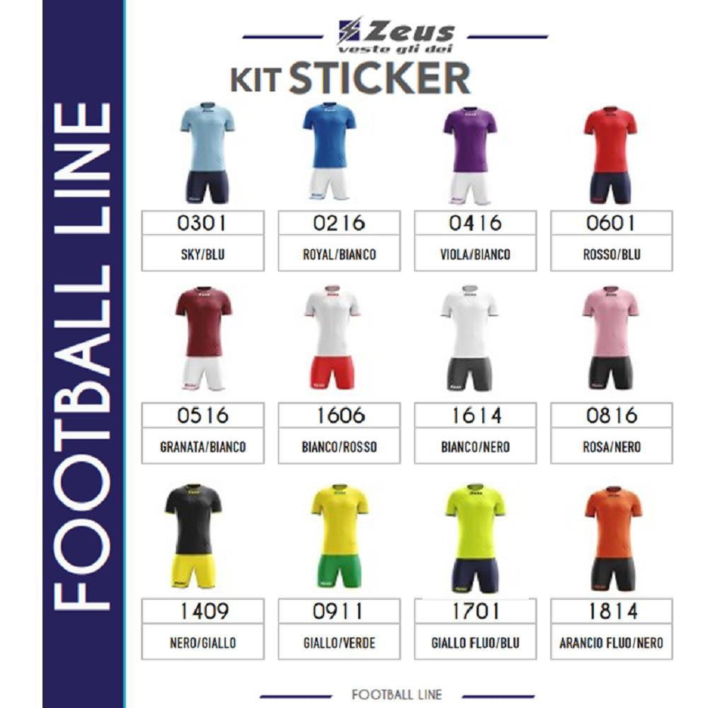 Completo Calcio Zeus Kit Sticker – Maglia e Pantaloncino – Personalizzabile con Nome e Numero PS 12800