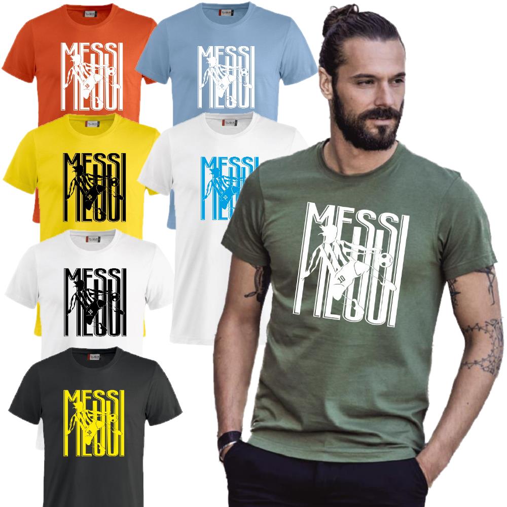 T-shirt Messi 10 Tifosi Calcio Argentina 100% Cotone Personalizzabile Con Nome e Numero PS 27431-A034