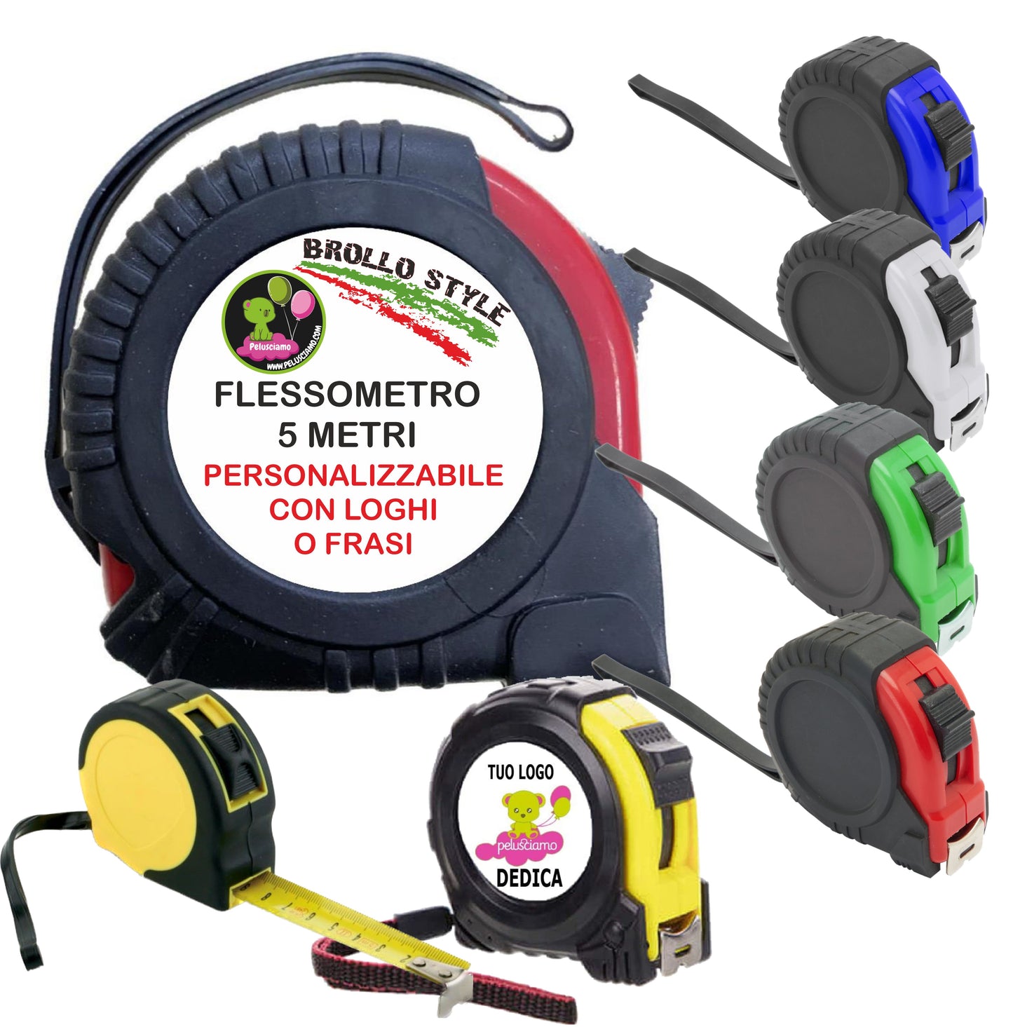 Metro a Nastro Personalizzato 5 Metri – Flessometro con Stampa – PS 12511