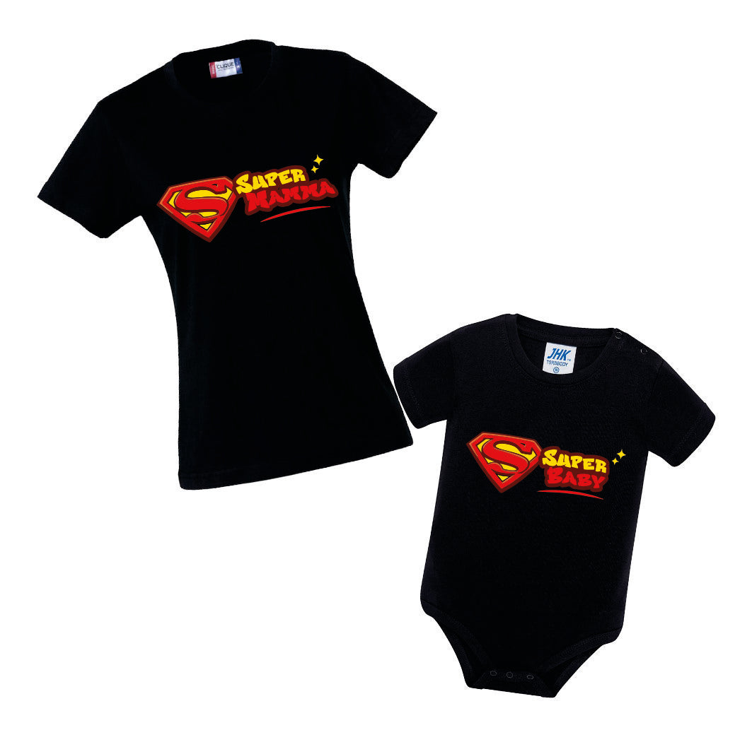 Tshirt e Body/Magliettina "Super mamma/Super baby"  – Festa della mamma – PS 28870-032 / 28180-143