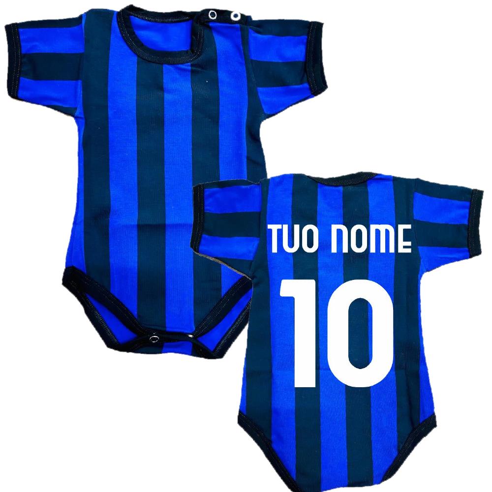 Body Neonato Nero Azzurro  – Personalizzabile Con Nome e Numero PS 32768