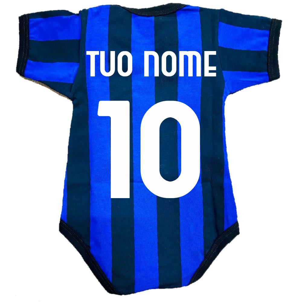 Body Neonato Nero Azzurro  – Personalizzabile Con Nome e Numero PS 32768