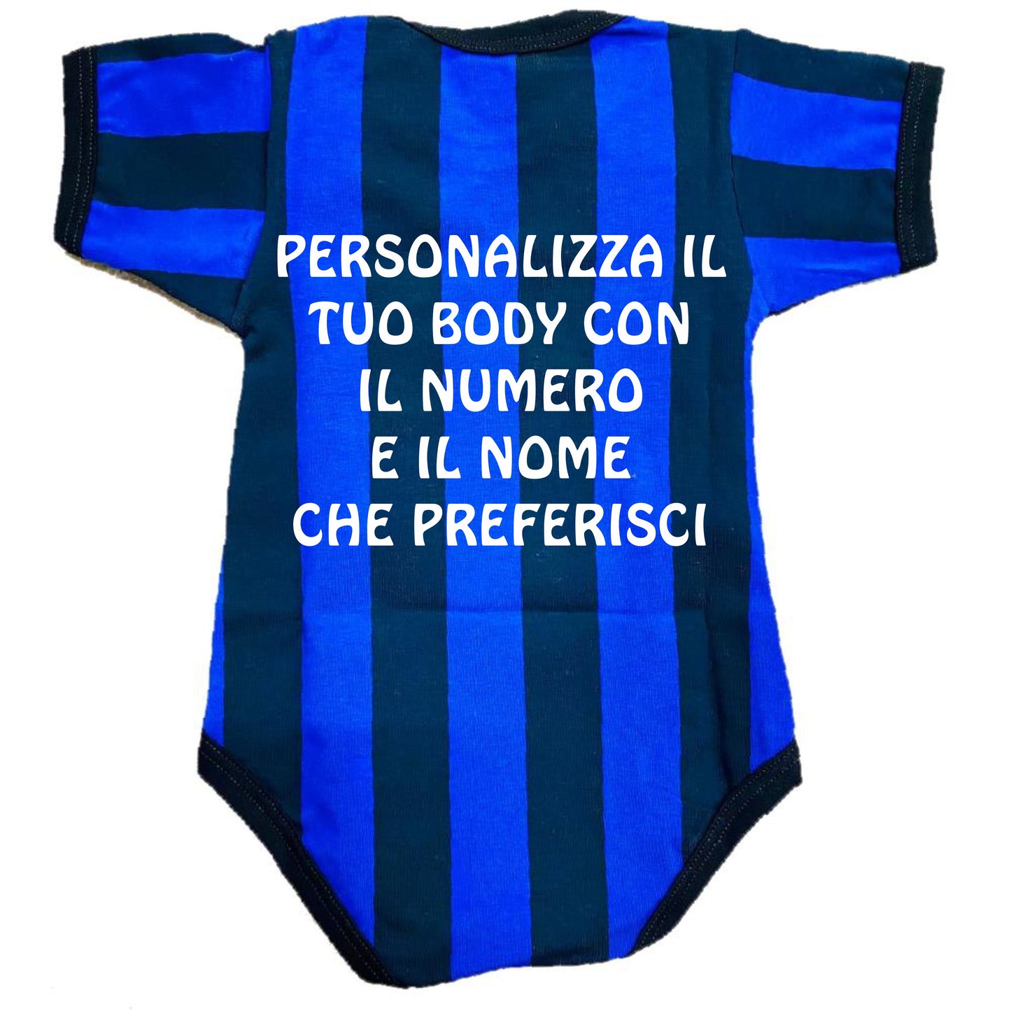 Body Neonato Nero Azzurro  – Personalizzabile Con Nome e Numero PS 32768