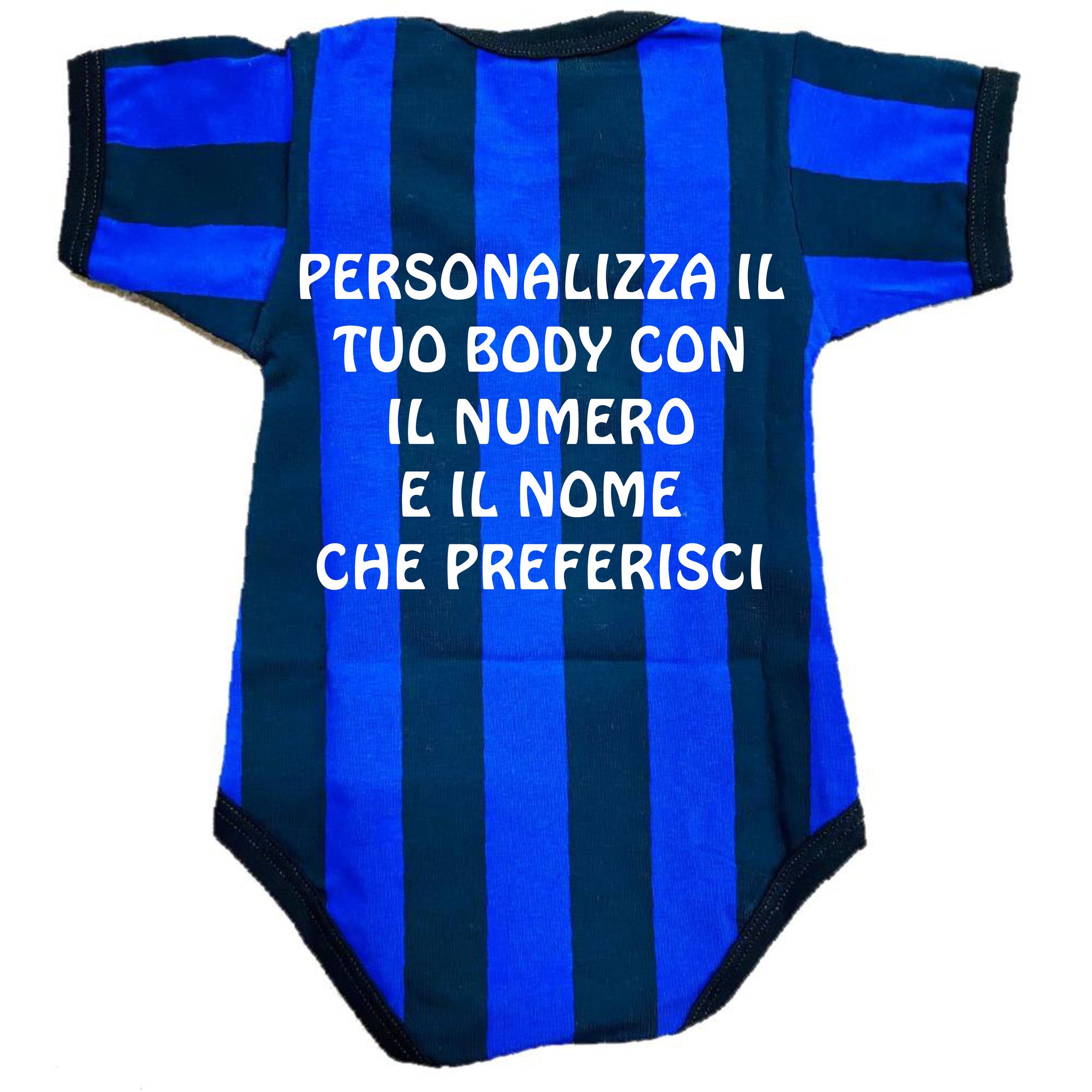 Body Neonato Nero Azzurro  – Personalizzabile Con Nome e Numero PS 32768