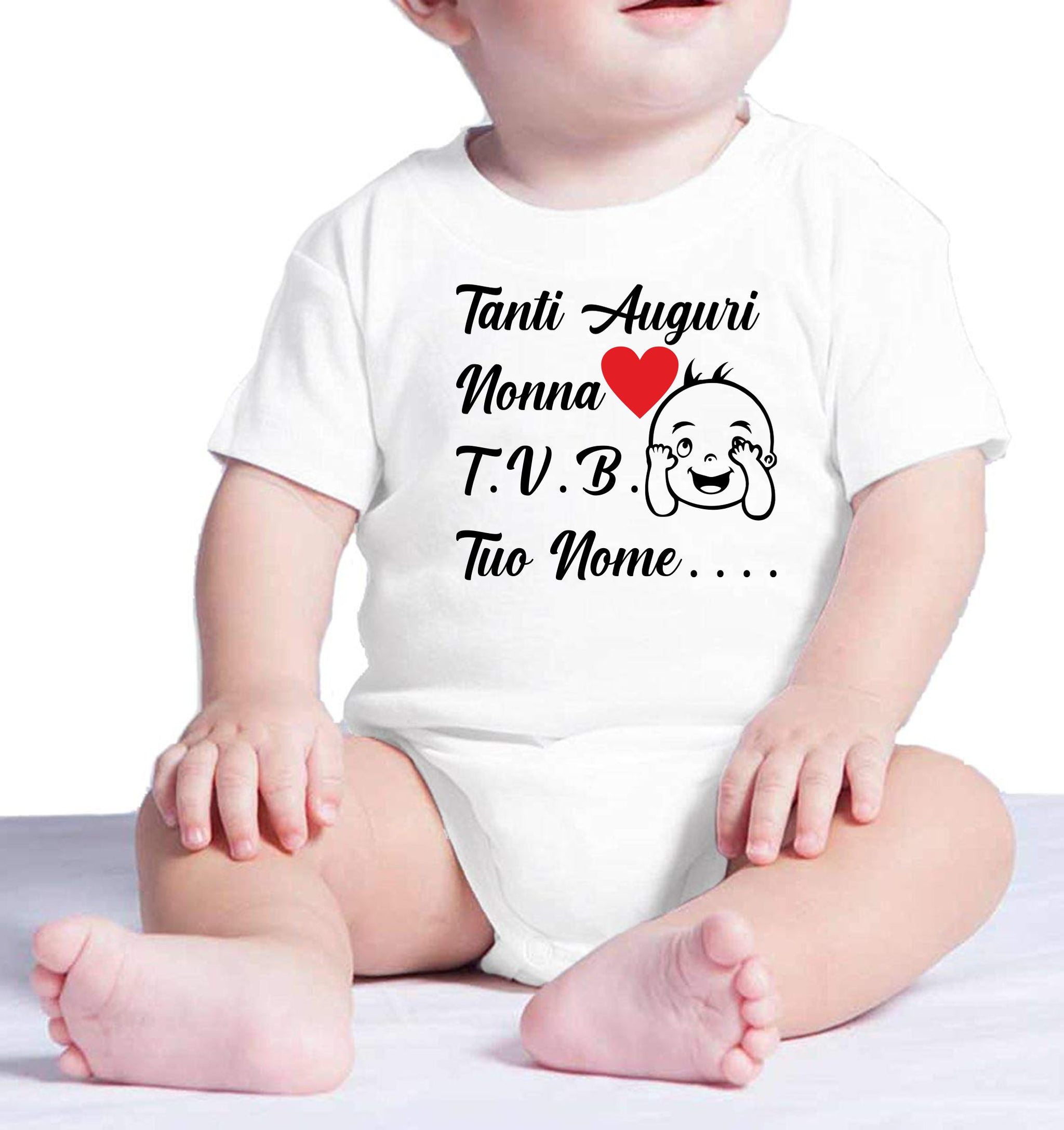 Body Neonato Tanti Auguri Papà Mamma Nonna Zia o Nome 100% Cotone PS 28180-0013