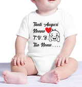 Body Neonato Tanti Auguri Papà Mamma Nonna Zia o Nome 100% Cotone PS 28180-0013