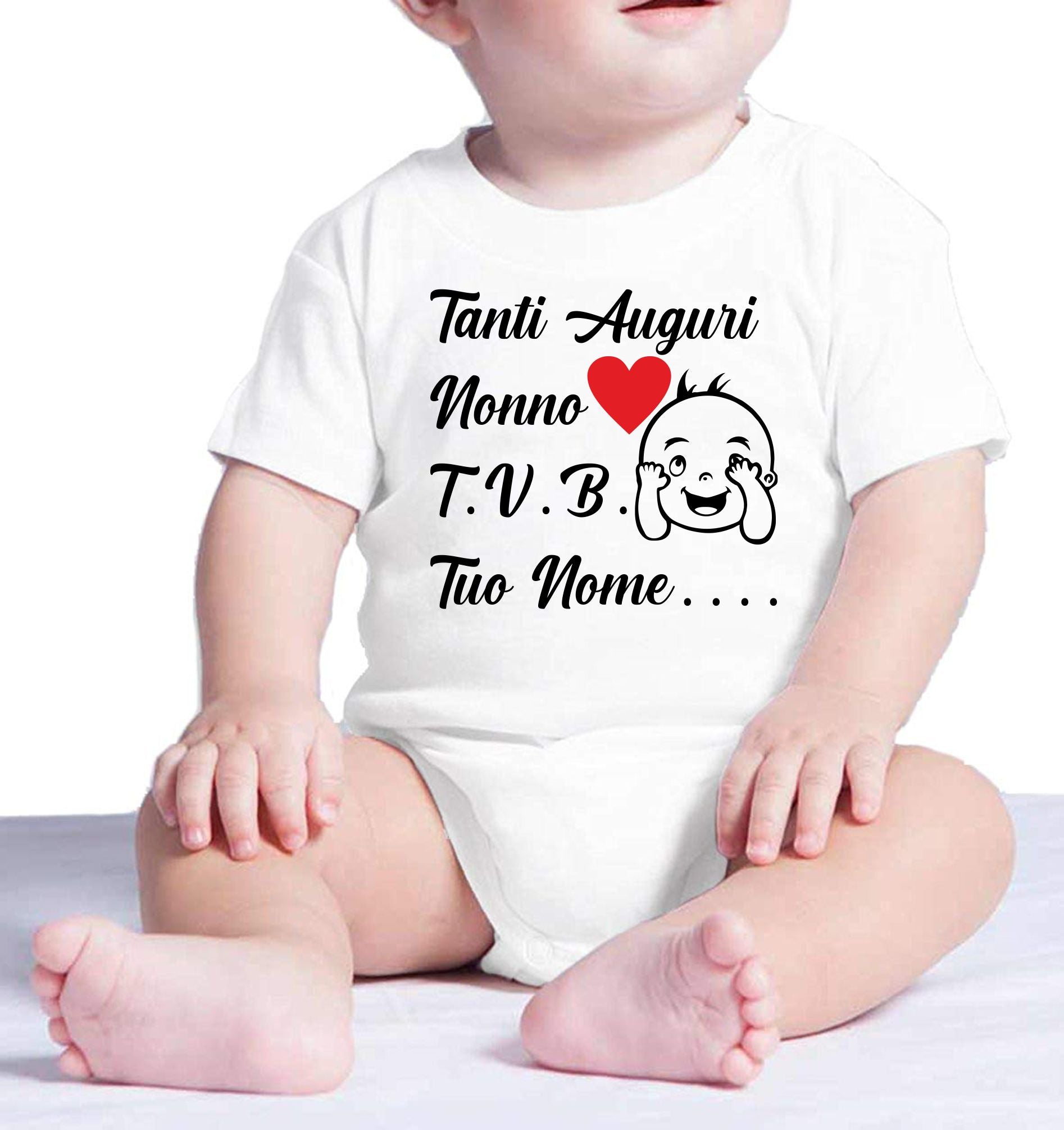 Body Neonato Tanti Auguri Papà Mamma Nonna Zia o Nome 100% Cotone PS 28180-0013