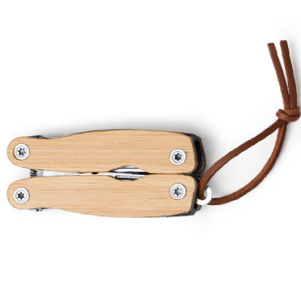 Multiutensile in Acciaio Inossidabile Manico in Bambù – 12 Funzioni – Personalizzabile Inciso – PS 00537