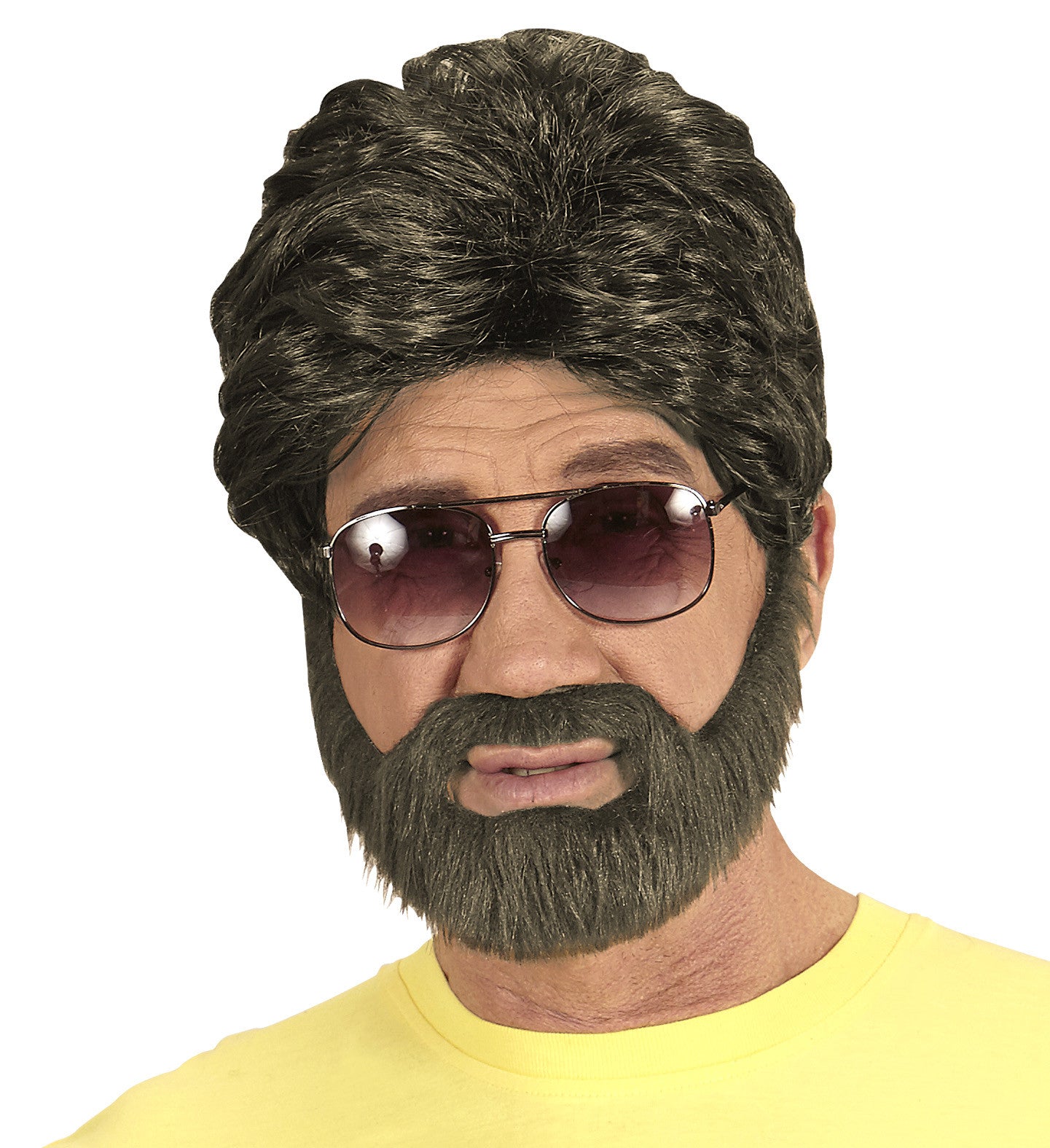 Parrucca Marrone con Barba – Accessorio Carnevale Anni 80 – PS 10886